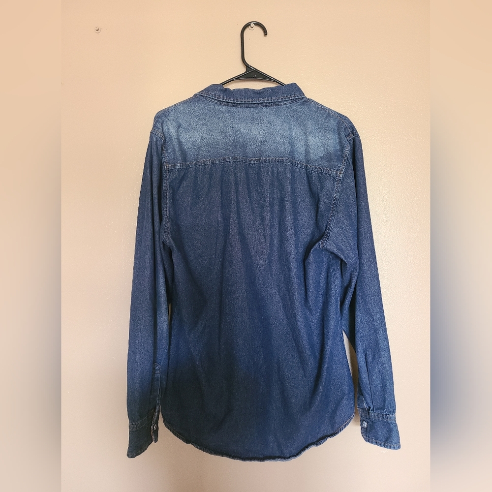 Wear First Cotton Western Pearl Snap Denim Shirt Womens Size Med - Picture 2 of 4